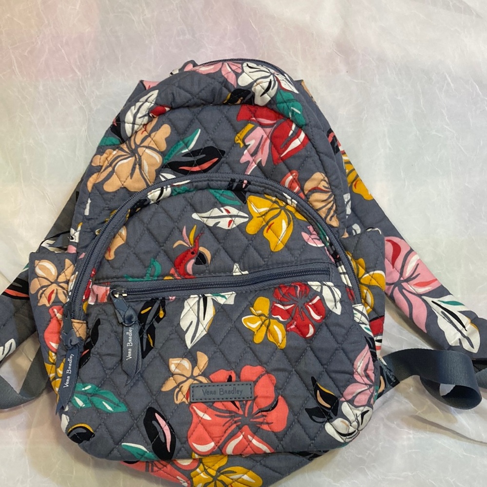 Vera Bradley Quilted Floral Mini Backpack - Gray with Multi Floral